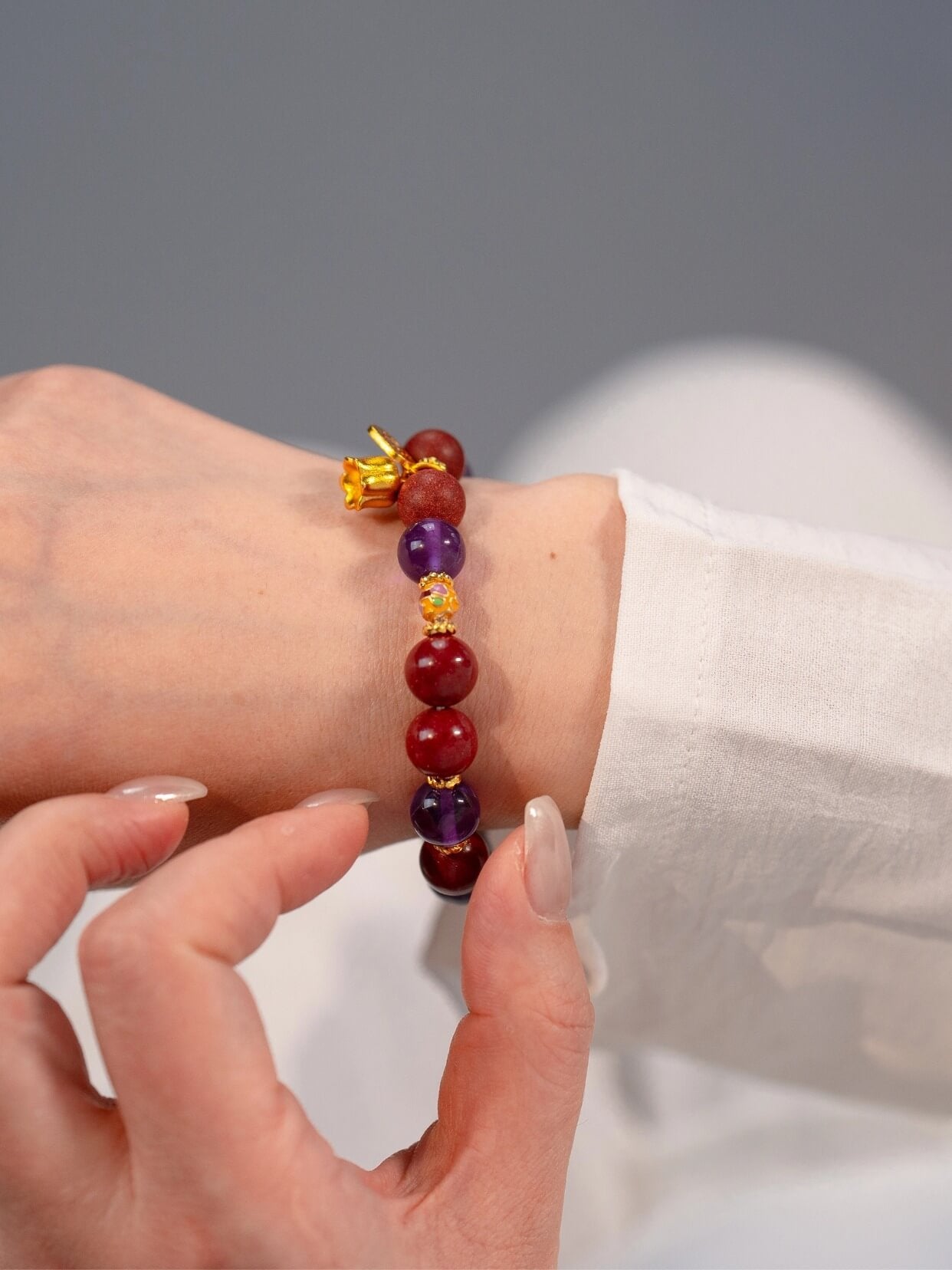 Fire Crystal Temple Beads Bracelet（JH016）