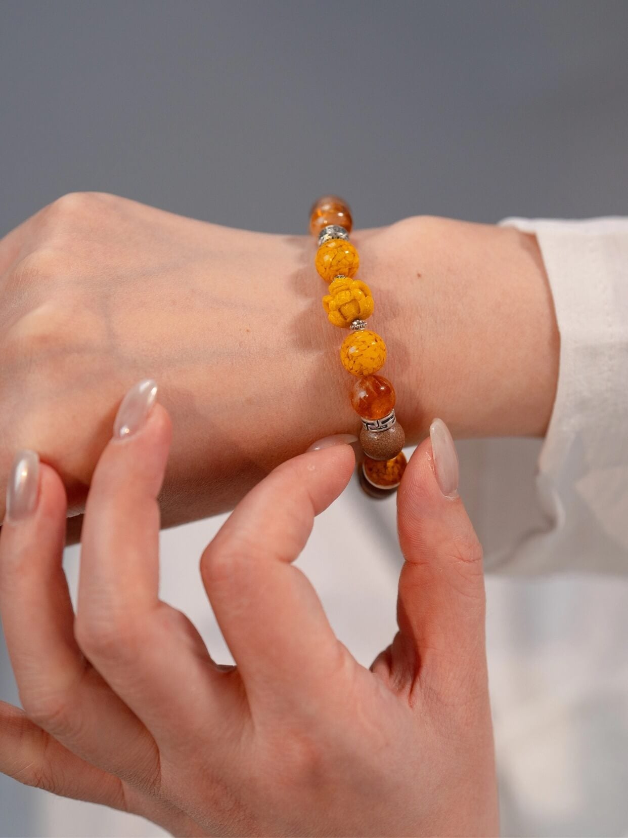 Gold Crystal Heart-Guarding Beads Bracelet（JH015）