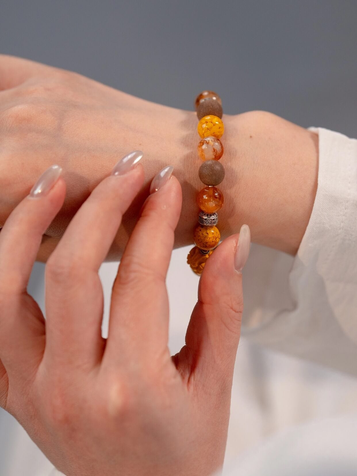 Gold Crystal Heart-Guarding Beads Bracelet（JH015）