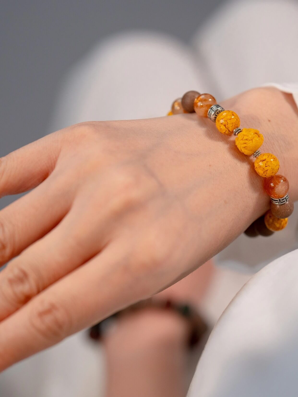 Gold Crystal Heart-Guarding Beads Bracelet（JH015）