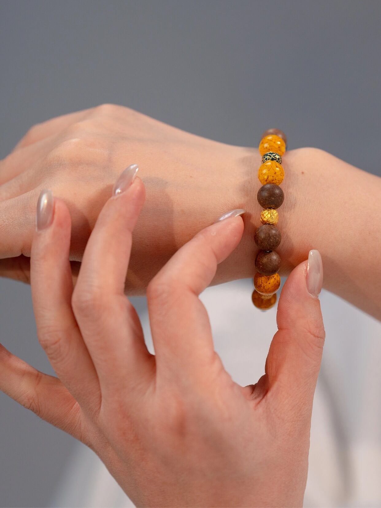 Gold Crystal Heart-Guarding Beads Bracelet（JH015）