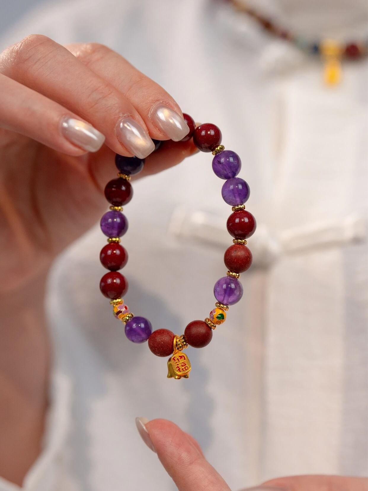 Fire Crystal Temple Beads Bracelet（JH016）