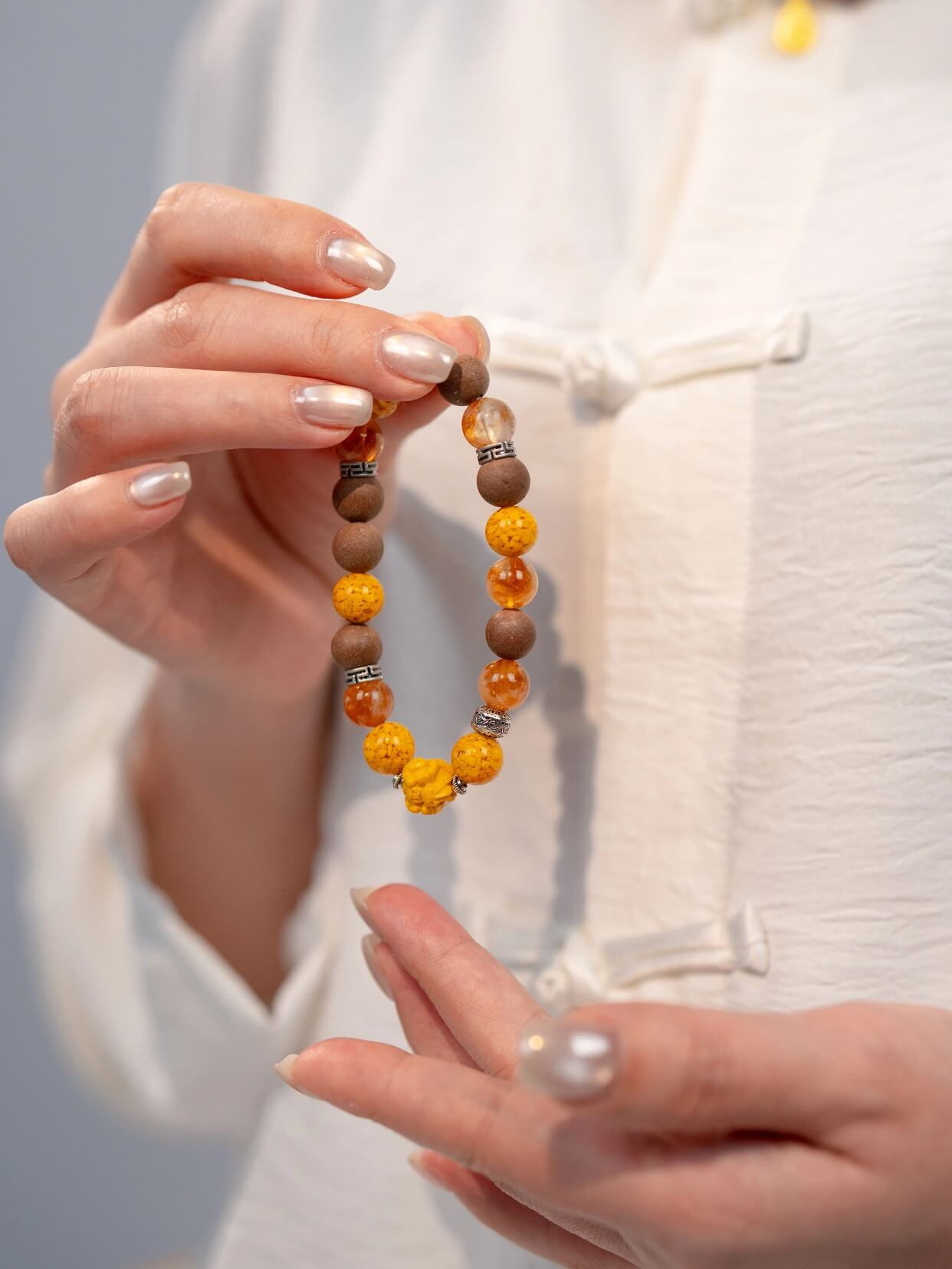 Gold Crystal Heart-Guarding Beads Bracelet（JH015）