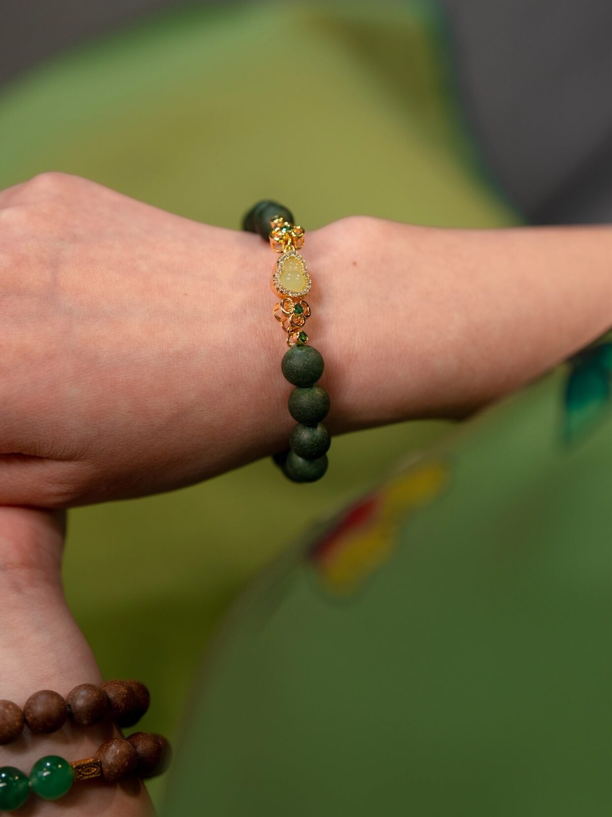 Wood Crystal Elegant Wisdom Beads Bracelet（JH019）