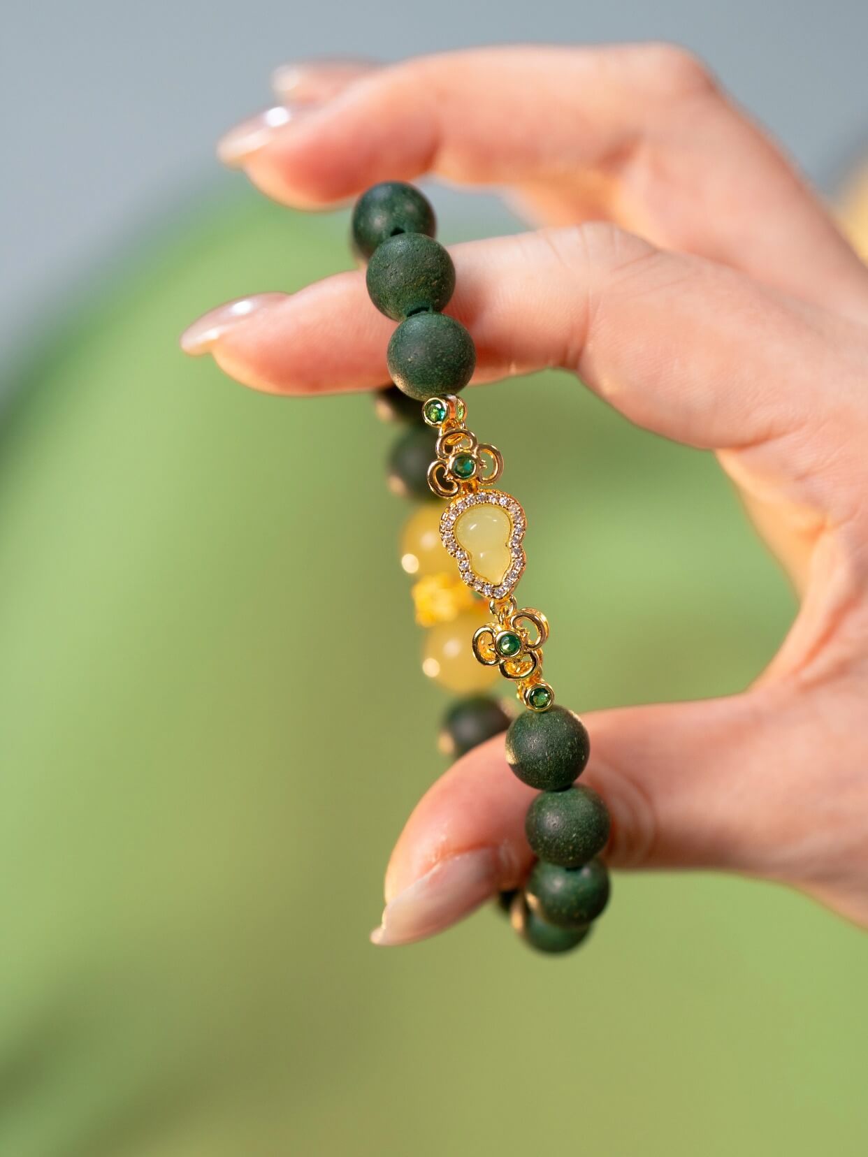 Wood Crystal Elegant Wisdom Beads Bracelet（JH019）